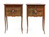 A pair of parquetry inlaid night tables,