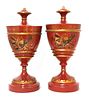 A pair of Regency-style toleware urns
