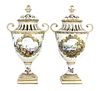A pair of Dresden urn vases and covers,
