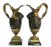 A pair of large gilt-bronze and bronze ewers,
