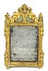 A painted and gilt wall mirror,