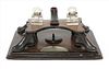 An unusual leather inkstand,