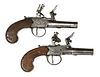 A pair of 19th century pocket flintlock pistols,
