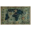 Four Reproduction Vintage Panels of Air France World Map