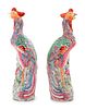 A Pair of Chinese Export Famille Rose Porcelain Figures of Phoenix