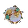18k Gold Diamond Opal Emerald Cocktail Ring