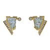Munsteiner Fantasy Cut Aquamarine Diamond Gold Earrings