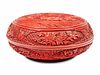 A Chinese Carved Red Lacquer Circular Covered Box