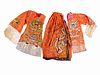 Two Chinese Orange Ground Silk Embroidered Theatrical Robes and A Cape
