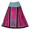 A Chinese Fuchsia Ground Embroidered Silk Apron Skirt