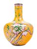Three Large Chinese Yellow Ground Cloisonne Enamel Vases, Tianqiuping