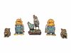 Five Chinese Turquoise Ground Cloisonne Enamel Figures of Animals