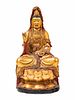 A Chinese Gilt Lacquered Wood Figure of Guanyin