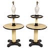 Pair Parzinger Style 2 Tier Tables with Lamps