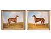 Pr. English Oil on Board Greyhound Paintings