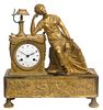 French Empire Gilt Bronze 19th C. Mantel Clock