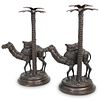 Pair Of Bronze Camel Candle Holders