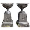 Pair of Cast Iron Pedestal Urns