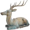 Large Bronze Reclining Stag Statue