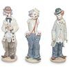 (3 Pc) Lladro Porcelain Clown Figurine Grouping