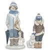 (2 Pc) Lladro Porcelain Figurine Grouping - Boy w/ Pet