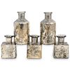(5 Pc) Vintage Etched Glass Perfume Bottles