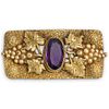 Art Nouveau Gold Filled and Amethyst Brooch