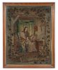 FRAMED FRENCH WOOLWORK TAPESTRY