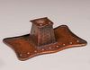 Arts & Crafts Hammered Copper Inkwell Tray c1910