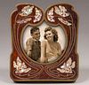 Italian Arts & Crafts Mahogany, Brass & Abalone Picture Frame c1910