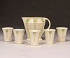 Roseville Ceramic Design Pitcher & 5 Cups c1915