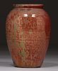 Pewabic PotteryÂ Mottled Orange Iridescent Glazed Vase