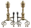 EARLY 19TH C BRASS ANDIRONS
