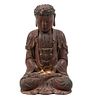 CHINESE CARVED WOODEN BUDDHA
