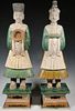 LARGE PR OF MING POTTERY TEMPLE FIGURES, MALE & FEMALE