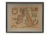 1631 BLAEU MAP OF THE BRITISH ISLES, FRAMED