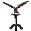 19TH C. JAPANESE BRONZE EAGLE ON STAND