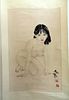 Chinese Watercolor Scroll: Nude Woman