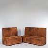 Two Restoration Hardware High-back Suede Benches