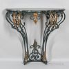 Rococo Revival Painted Cast Iron and Green Marble Console Table