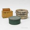 White-painted Washtub and Two Painted Pine Boxes