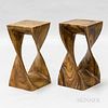 Pair of Sculpted Wood End Tables