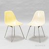 Two Eames for Herman Miller Yellow Fiberglass Side Chairs