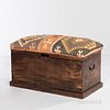 Wood Chest with Kilim-upholstered Top
