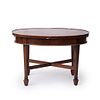 Vintage low mahogany table with side pull out coaster