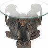 Three Wise Monkeys Bronze and Glass table