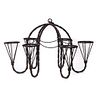 Vintage wrought iron chandelier with 6 holders for oil lamps.