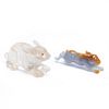 TWO CHINESE RABBITS, ROCK CRYSTAL & HARDSTONE