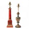 NEOCLASSICAL AND BAROQUE STYLE PAINTED LAMPS, 2PCS