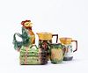 5PC MAJOLICA POTTERY TABLEWARE GROUPING